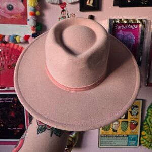 Forever21 Pink felt and velvet wide brim hat
